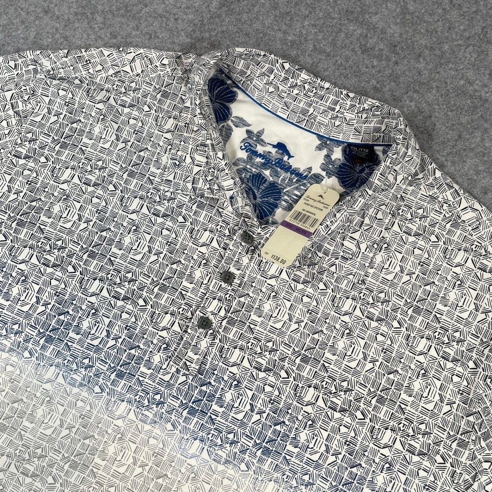 NEW Tommy Bahama Mens Polo Shirt XXL Multi Geometric Pima Cotton Short Sleeve